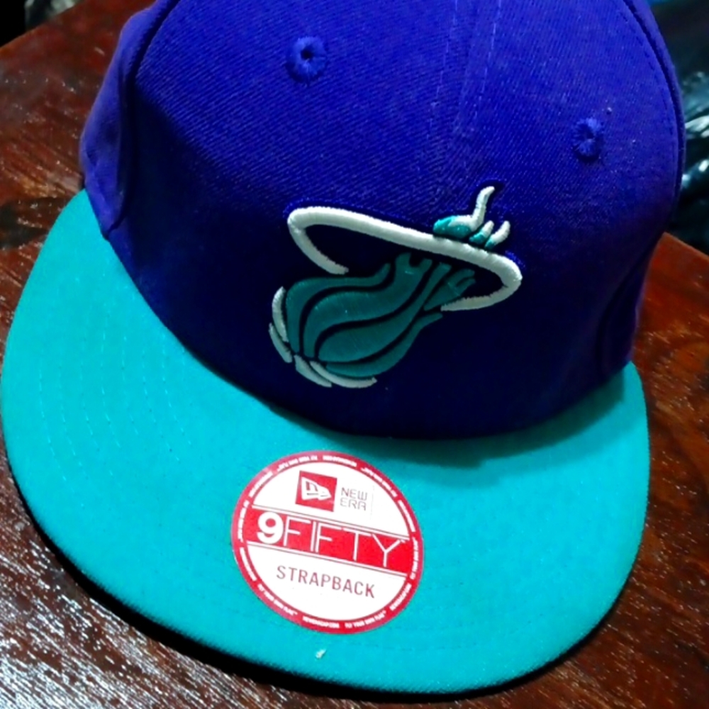 Miami Heat New Era 9Fifty Strapback Hat Adjustable NBA Purple/Teal